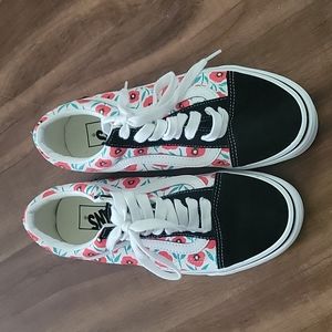 Poppy flower Vans NWOT